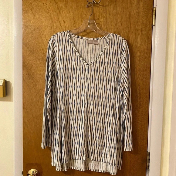CHICO’S Zenergy Abstract Print Long Sleeve Women’s Top Size 1 (M, 8- 10) - Picture 1 of 5
